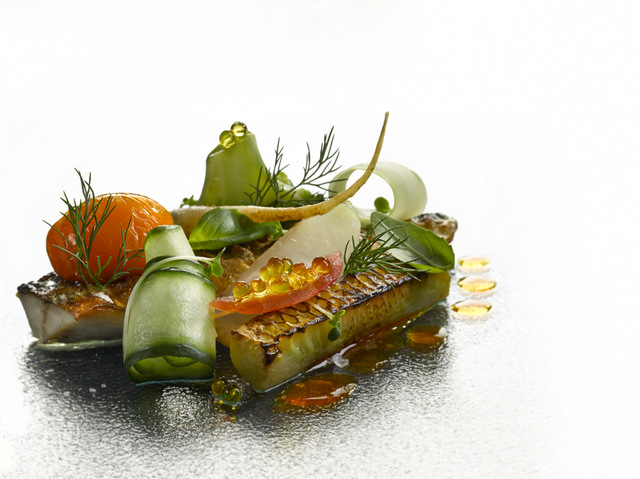 Another development dish - Mackerel Salad, Roast Cucumber with Olive Oil Caviar
