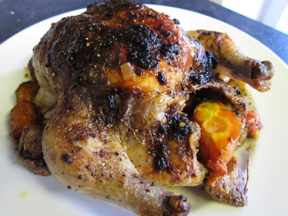 Corpulent Capers: Chicken stuffed with sautéed shallots, fresh tomatoes, mustard and tarragon.